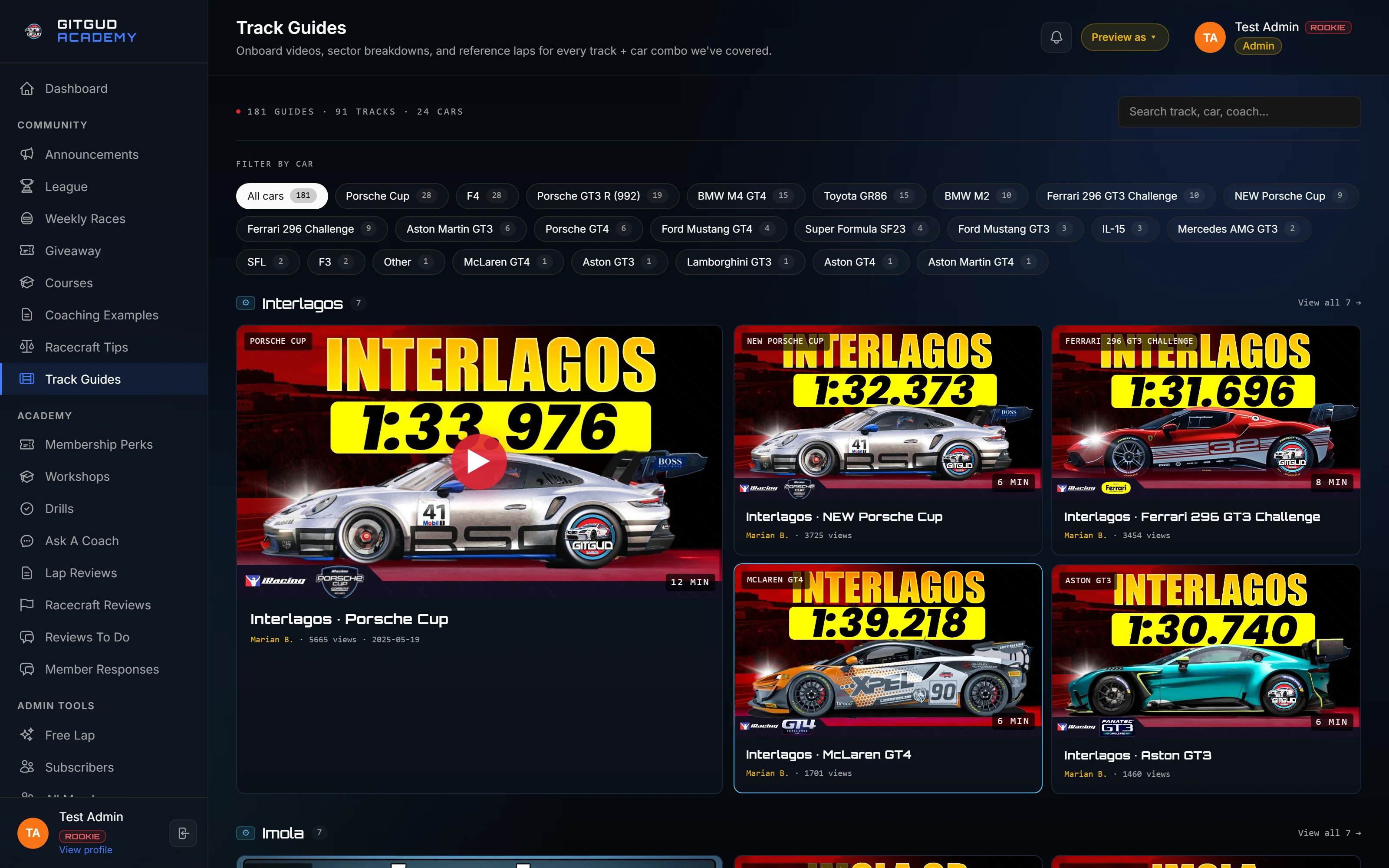 Track Guides — Interlagos with Porsche Cup, NEW Porsche Cup and McLaren GT4 reference laps.